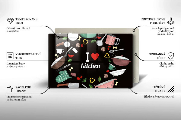 Chopping board glass Illustration I Love Kitchen