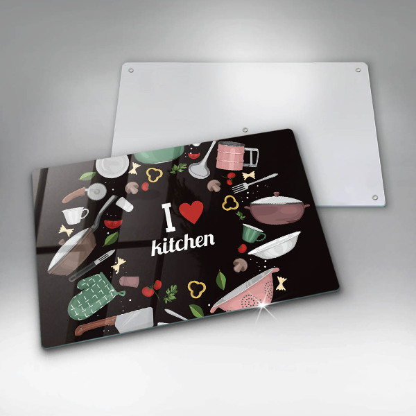Chopping board glass Illustration I Love Kitchen