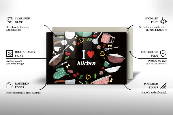 Chopping board glass Illustration I Love Kitchen