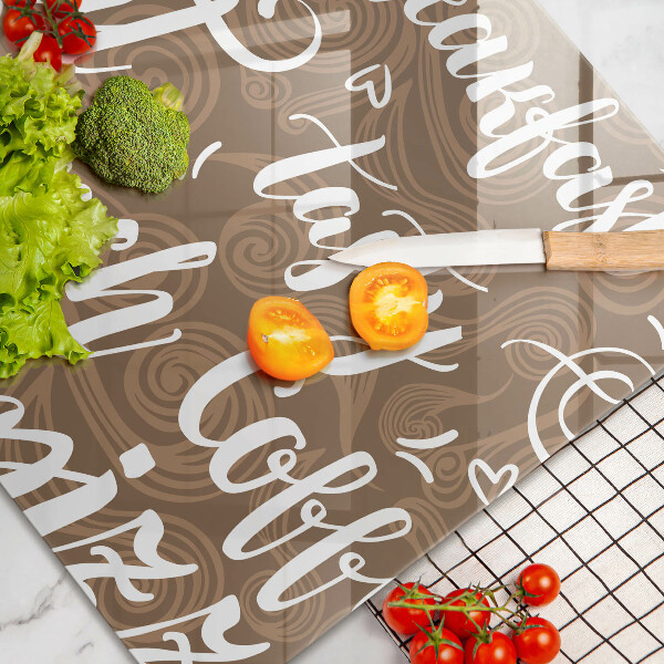 Chopping board glass Text Bon Appetit