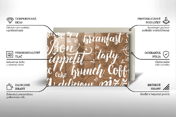 Chopping board glass Text Bon Appetit