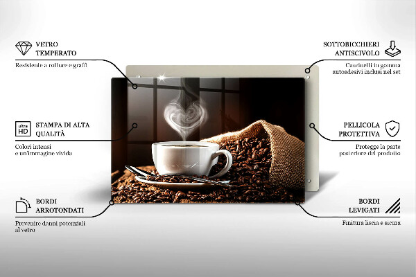 Glass kitchen board Coffee and cup