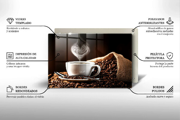 Glass kitchen board Coffee and cup