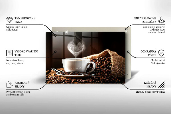 Glass kitchen board Coffee and cup