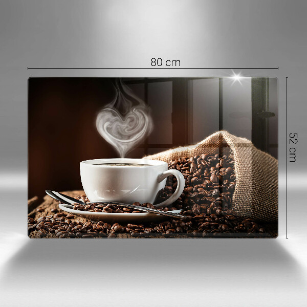 Glass kitchen board Coffee and cup