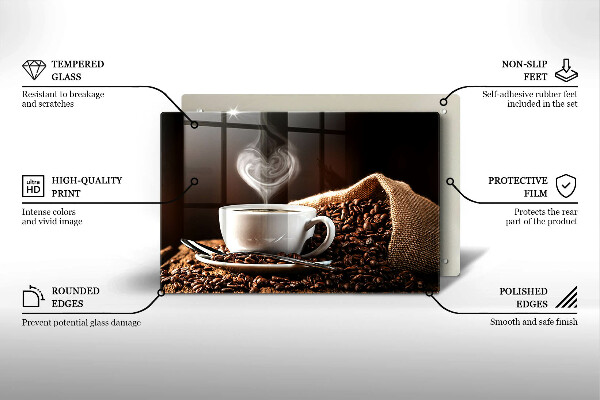 Glass kitchen board Coffee and cup