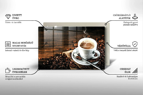 Chopping board Cup and coffee beans