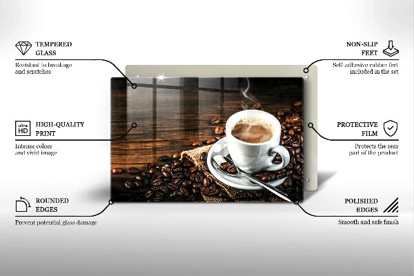 Chopping board Cup and coffee beans