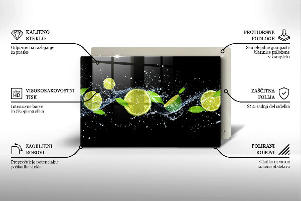 Chopping board glass Lime mint water