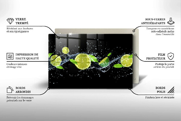 Chopping board glass Lime mint water