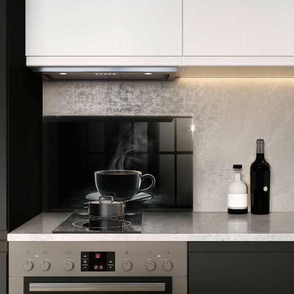 Chopping board Hot cup of coffee