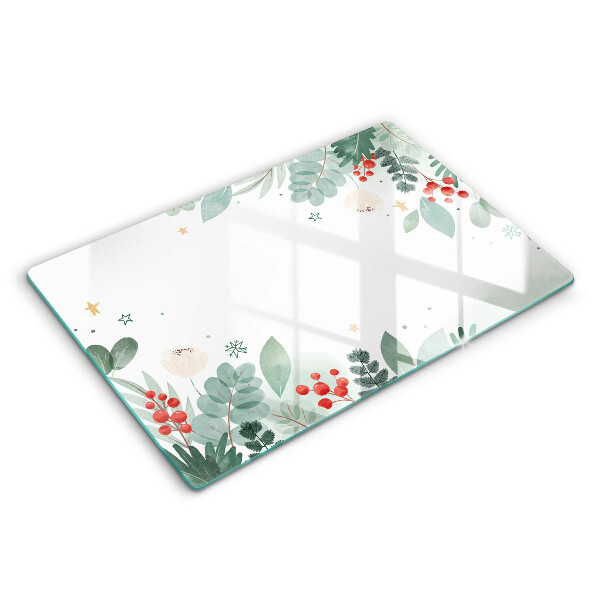 Chopping board glass Watercolors leaves