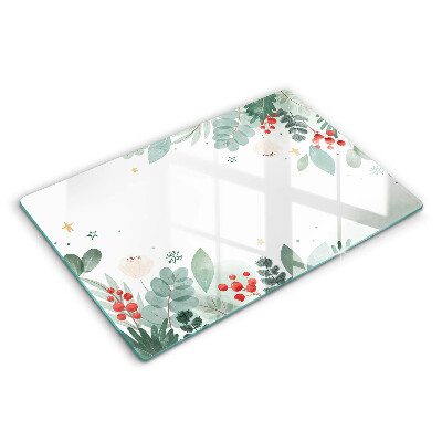 Chopping board glass Watercolors leaves