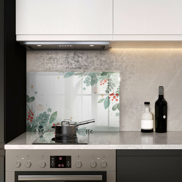 Chopping board glass Watercolors leaves