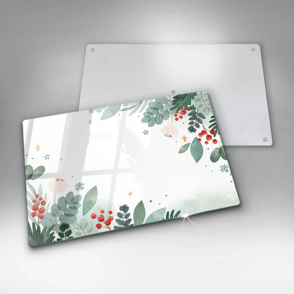 Chopping board glass Watercolors leaves