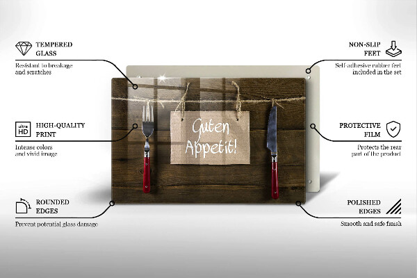 Chopping board glass GUTEN APETIT inscription boards