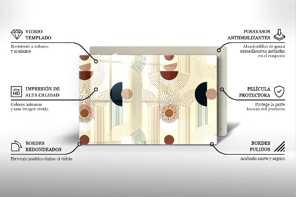 Chopping board glass Boho shapes geometry