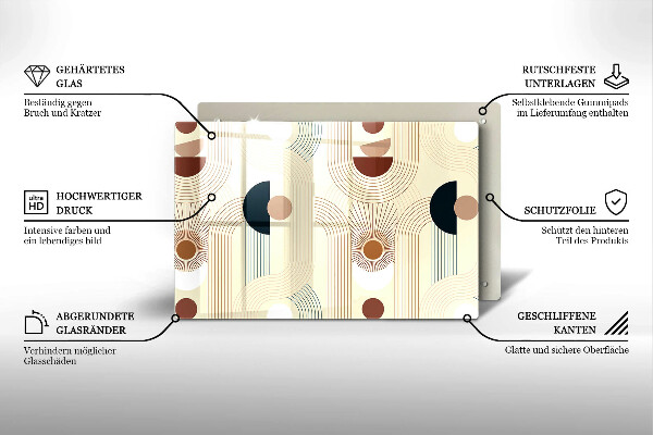 Chopping board glass Boho shapes geometry