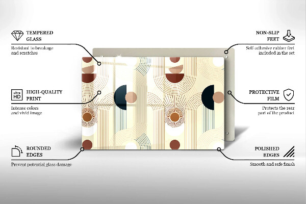 Chopping board glass Boho shapes geometry