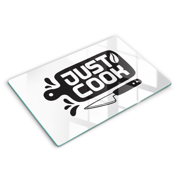 Chopping board glass Kitchen inscription Just Cook