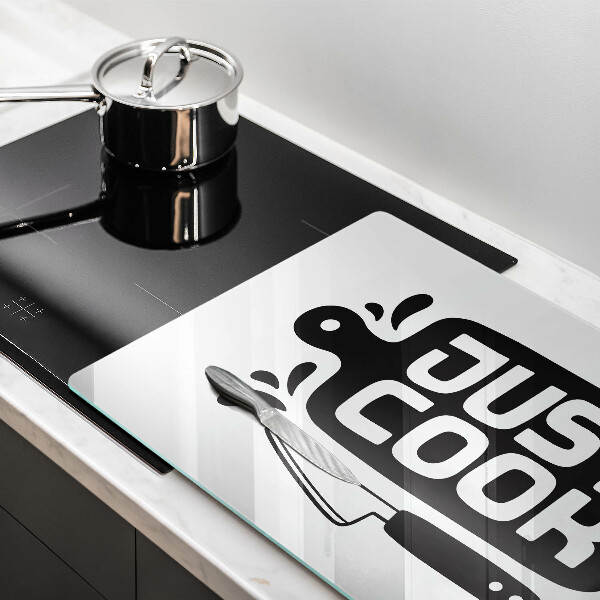 Chopping board glass Kitchen inscription Just Cook