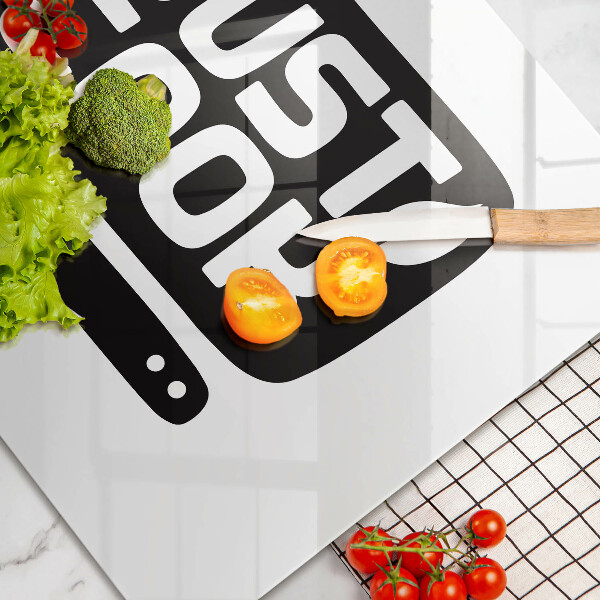 Chopping board glass Kitchen inscription Just Cook