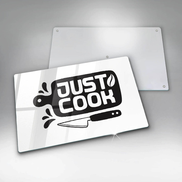 Chopping board glass Kitchen inscription Just Cook