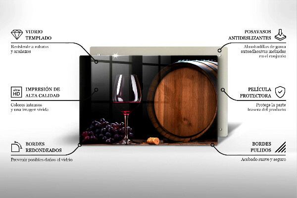 Chopping board A barrel of wine glass