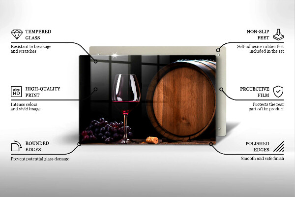 Chopping board A barrel of wine glass