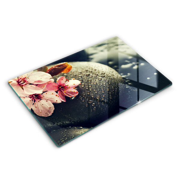 Chopping board glass Flowers stones zen