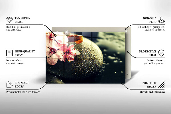 Chopping board glass Flowers stones zen