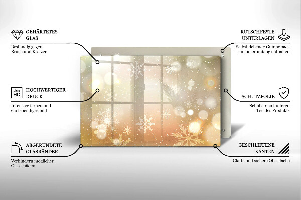 Chopping board glass Snowflakes