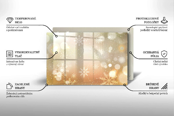 Chopping board glass Snowflakes