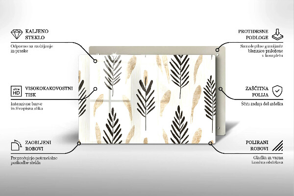 Chopping board glass Boho plants