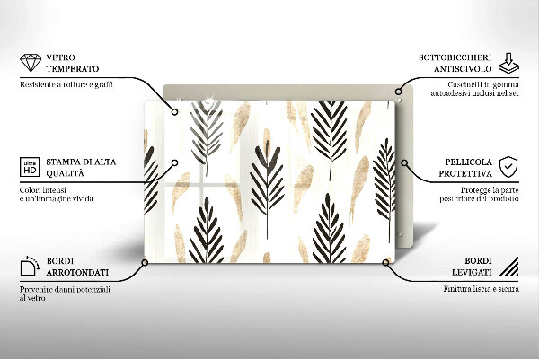 Chopping board glass Boho plants