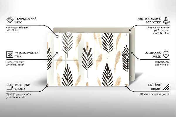 Chopping board glass Boho plants