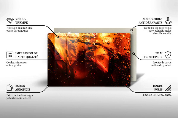 Chopping board glass Cola drink with ice