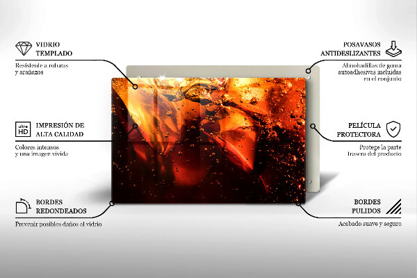 Chopping board glass Cola drink with ice