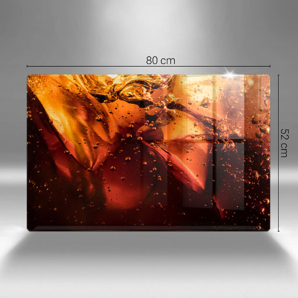 Chopping board glass Cola drink with ice