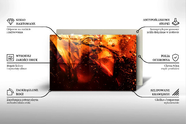 Chopping board glass Cola drink with ice