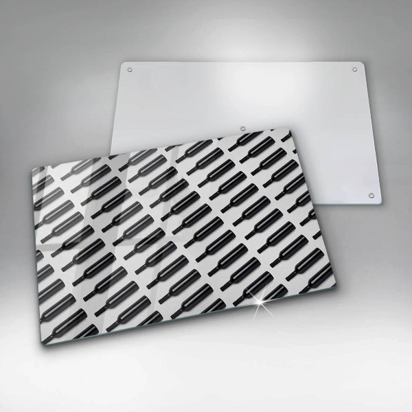 Chopping board glass Black bottles of wine