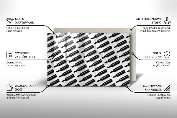 Chopping board glass Black bottles of wine