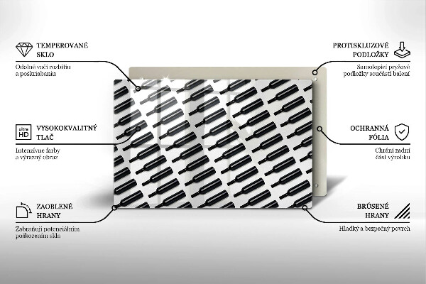 Chopping board glass Black bottles of wine