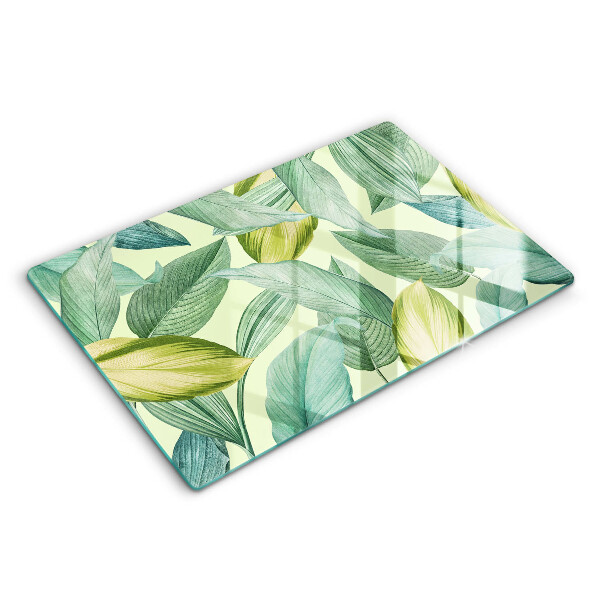 Chopping board glass Green tropical leaves