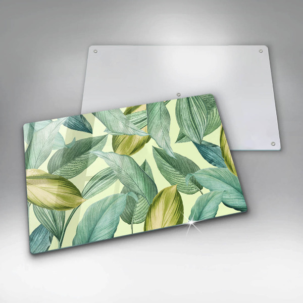 Chopping board glass Green tropical leaves