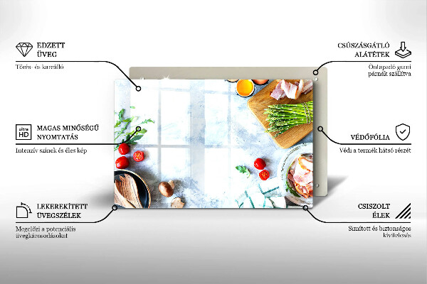 Chopping board glass Ingredients in the kitchen