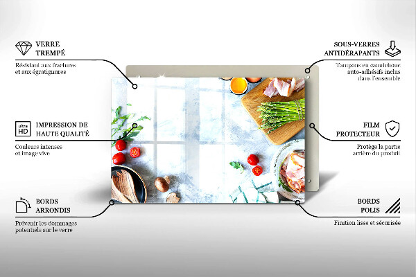 Chopping board glass Ingredients in the kitchen