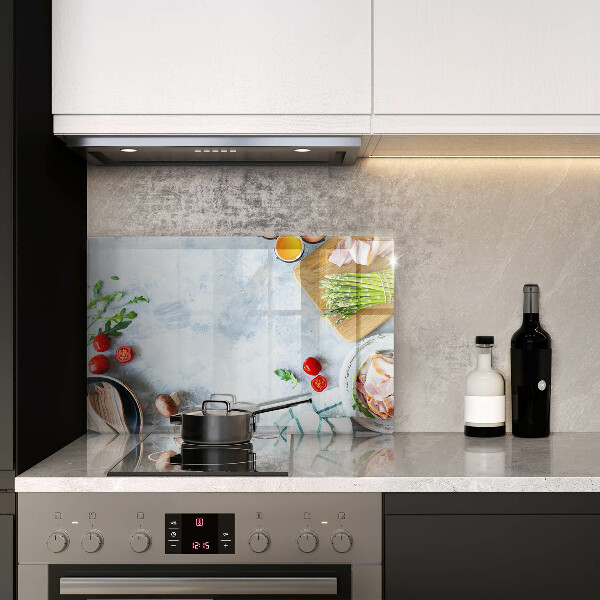 Chopping board glass Ingredients in the kitchen