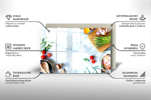 Chopping board glass Ingredients in the kitchen