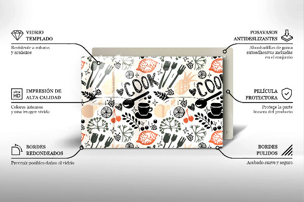 Chopping board glass Drawing kitchen theme